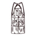 Apron with tools isolated. Pinafore of workman for work to workshop in hand drawn style