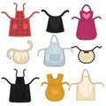 Aprons different isolated vector icons.