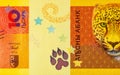 10 Apsar Abkhazia with the image of the Caucasian leopard and a bronze axe. Unrecognized republic of Abkhazia. Money of Abkhazia Royalty Free Stock Photo