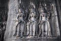 Apsara carvings status on the wall of Angkor temple, world herit