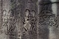 Apsara dancers on pillars at the Bayon temple, Angkor Wat, Cambodia