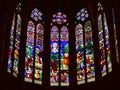 Apse stained glass windows at Basilique Royale de Saint-Denis. Paris, France.