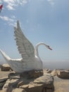 Apu Siqay White Swan statue desert mountain hiking Lima Peru South America