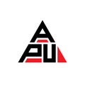 APU triangle letter logo design with triangle shape. APU triangle logo design monogram. APU triangle vector logo template with red Royalty Free Stock Photo