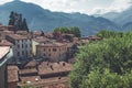 The Apuan Alps behind the town Barga