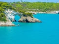 Apulia, Italy: View of the Arco di San Felice, caves and beach, south of Vieste Royalty Free Stock Photo