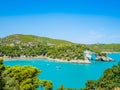 Apulia, Italy: View of the Arco di San Felice, caves and beach, south of Vieste Royalty Free Stock Photo