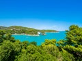 Apulia, Italy: View of the Arco di San Felice, caves and beach, south of Vieste Royalty Free Stock Photo