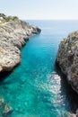 Apulia, Leuca, Grotto of Ciolo - Refelcting sunlight on the water surface