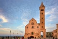 Apulia Puglia Italy. Trani. Basilica Cattedrale Beata Maria Vergine Assunta dedicated to Saint Nicholas at dusk