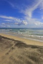 Apulia seascape: mediterranean sea. Salento: Alimini beach, Italy. Horizon dominated by clouds Royalty Free Stock Photo