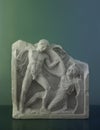 Amazonomachy: Apulian `Soft Stone` Metope miniature relief, 3 BC., 4000X5200 300dpi 11.4MB