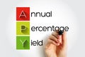 APY Annual Percentage Yield - normalized representation of an interest rate, based on a compounding period of one year, acronym