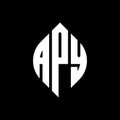 APY circle letter logo design with circle and ellipse shape. APY ellipse letters with typographic style. The three initials form a Royalty Free Stock Photo
