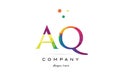 aq a q creative rainbow colors alphabet letter logo icon