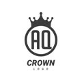 AQ A Q Letter Logo Design with Circular Crown