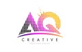 AQ A Q Letter Logo Design with Magenta Dots and Swoosh