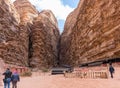 Bedouin caravanserai in the Wadi Rum desert is located at the foot of the mountains near Aqaba city in Jordan