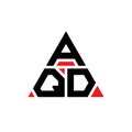 AQD triangle letter logo design with triangle shape. AQD triangle logo design monogram. AQD triangle vector logo template with red Royalty Free Stock Photo