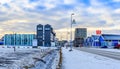 Aqqusinersuaq the main street of Nuuk city covered in snow, Greenland Royalty Free Stock Photo