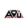 AQU triangle letter logo design with triangle shape. AQU triangle logo design monogram. AQU triangle vector logo template with red Royalty Free Stock Photo
