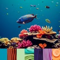 Aqua Adventure: Underwater World Moodboard Royalty Free Stock Photo