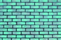 Aqua Azure Green Aquamarine paint brick wall masonry texture background structure backdrop Royalty Free Stock Photo