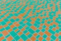 Aqua Azure Orange Color Pattern Paving Stone Floor Surface Street Road City Texture Background Tile Royalty Free Stock Photo