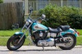 Aqua Blue Harley-Davidson Motorcycle Royalty Free Stock Photo