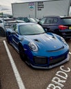 Aqua Blue Metallic Porsche 991 GT2 RS, close-up