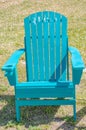 Aqua blue, wood slatted lawn chair