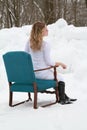 Aqua Chair Winter Woman Portrait Royalty Free Stock Photo