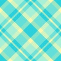 Aqua check tartan background, azul seamless plaid textile. Irish fabric pattern texture vector in cyan and light colors