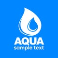 Aqua drop sign isolated on blue background vector illustration. Royalty Free Stock Photo