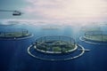 Aqua farms supporting the ecological system. Generative Ai content