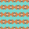 Aqua green and bright orange vector seamless repeat pattern with diamond geometric shapes Royalty Free Stock Photo