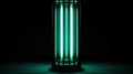 aqua green neon lamp on black background generative AI Royalty Free Stock Photo