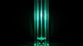 aqua green neon vertical lamp on black background generative AI Royalty Free Stock Photo