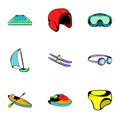 Aqua icons set, cartoon style Royalty Free Stock Photo