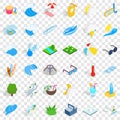 Aqua icons set, isometric style Royalty Free Stock Photo