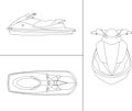 Aqua jetski painting canvas isolated vector illustration Royalty Free Stock Photo