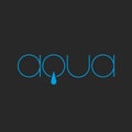 Aqua lettering logo of thin line, fresh water drop concept