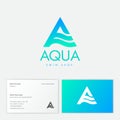 Aqua logo. Letter A with wavy elements. Emblem for cosmetics, clothes for swimming, spa or water club.