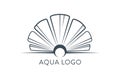 Aqua logo. Shell Logo abstract design vector template. Travel Seafood restaurant Jewelry Luxury Fashion Logotype concept Royalty Free Stock Photo