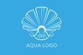 Aqua logo. Shell Logo abstract design vector template. Travel Seafood restaurant Jewelry Luxury Fashion Logotype concept Royalty Free Stock Photo