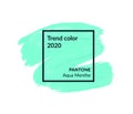 Aqua menthe color of the 2020 year. Ocean water cyan-mint shade, associating with clean ocean shoreline. Color palette.