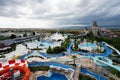 Aqua Paradise Nessebar, Bulgaria - June 19, 2023: Aerial view of colorful water slides at huge aqua water park Royalty Free Stock Photo