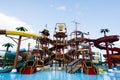 Aqua Paradise Nessebar, Bulgaria - June 19, 2023: Amusement pirates park with colorful slides and water attractions Royalty Free Stock Photo