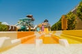 Aqua park colorful slides Royalty Free Stock Photo