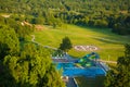 Aqua park constructions in swimming pool Royalty Free Stock Photo